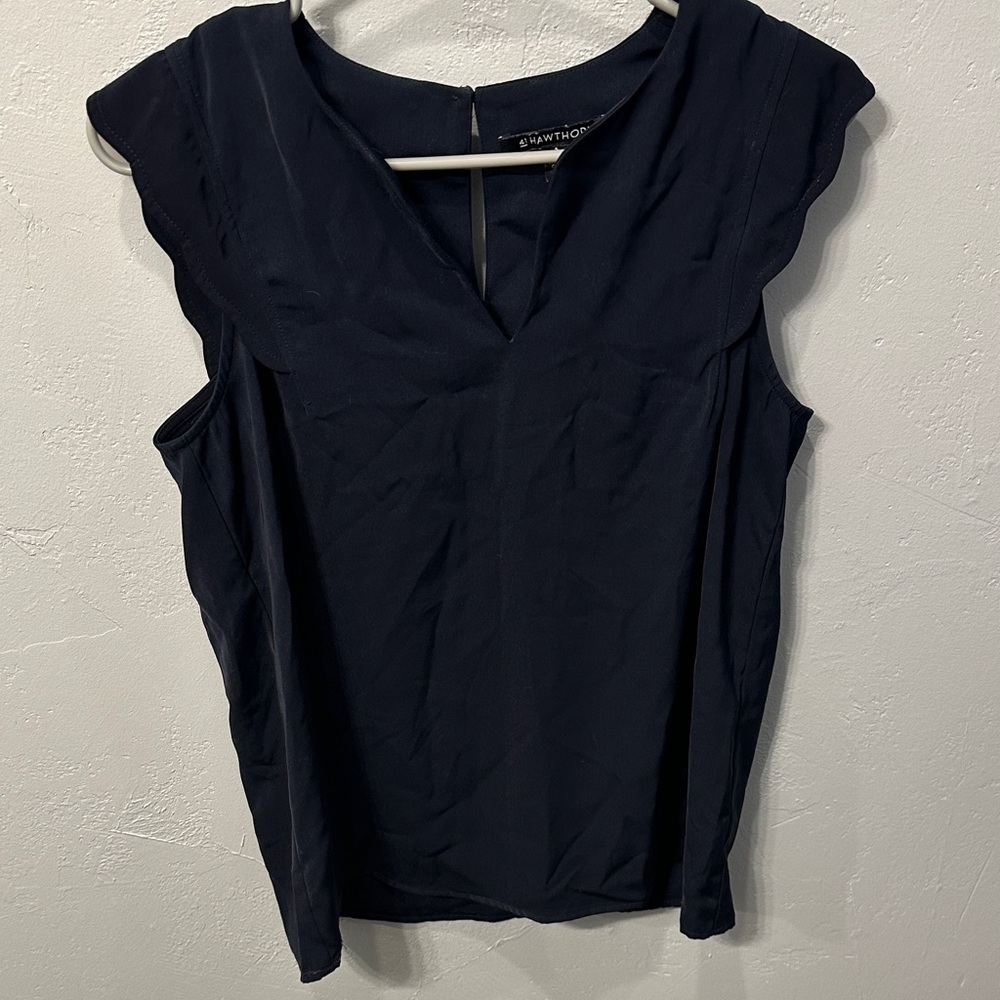 41 Hawthorn Dark Blue V-Neck Blouse
